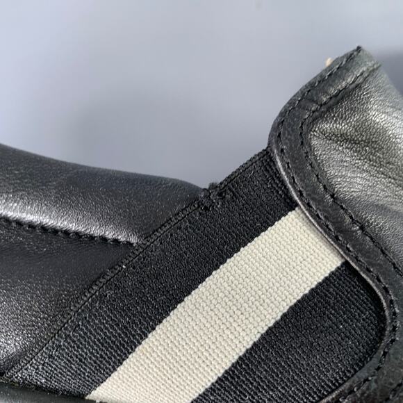 BALLY Size 9.5 Black White Stripe Leather Slip On Loafers main image 8
